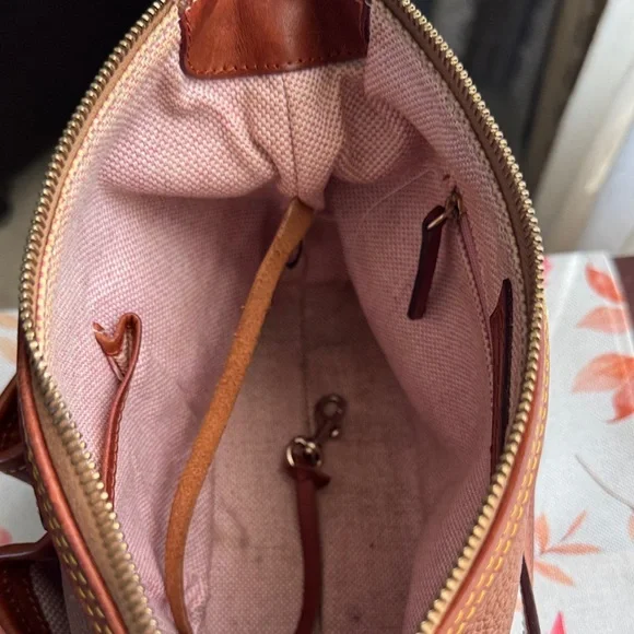 Vintage Dooney & Bourke Pebble Leather Satchel Shoulder Bag with Pockets - Picture 13 of 16